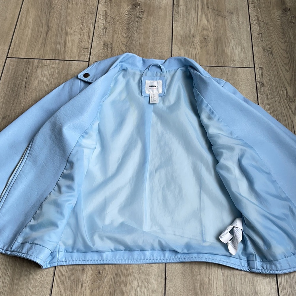 Forever 21 Girl Light Blue Faux Jacket Size 11/12 - Picture 9 of 16